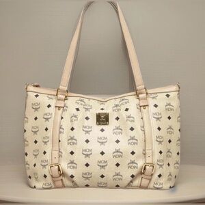 MCM Cream Viesto Two-way Crossbody Shoulder Bag
